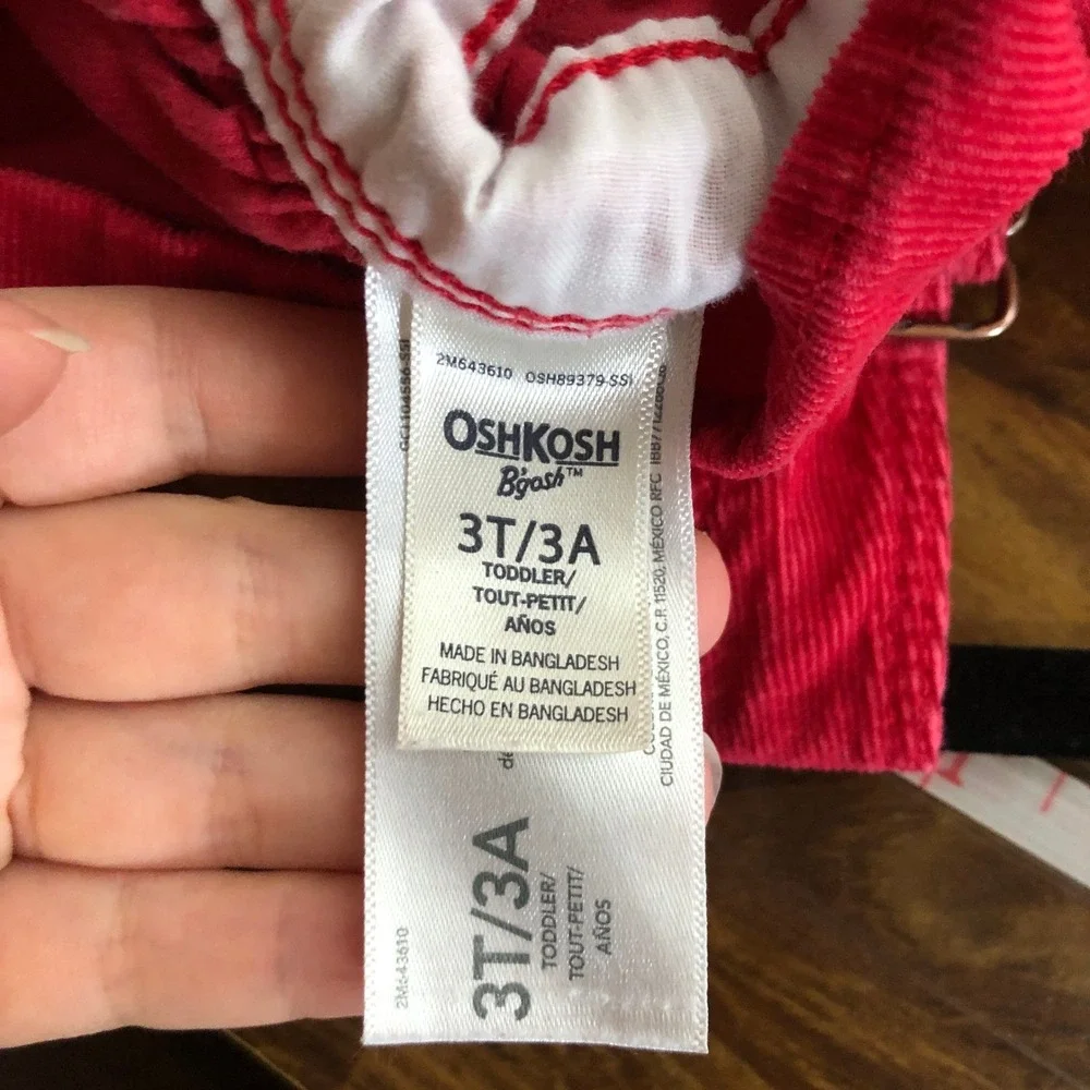 BUNDLE OshKosh B'Gosh Corduroy Overall Dress Jumper Size 3T Red Holiday